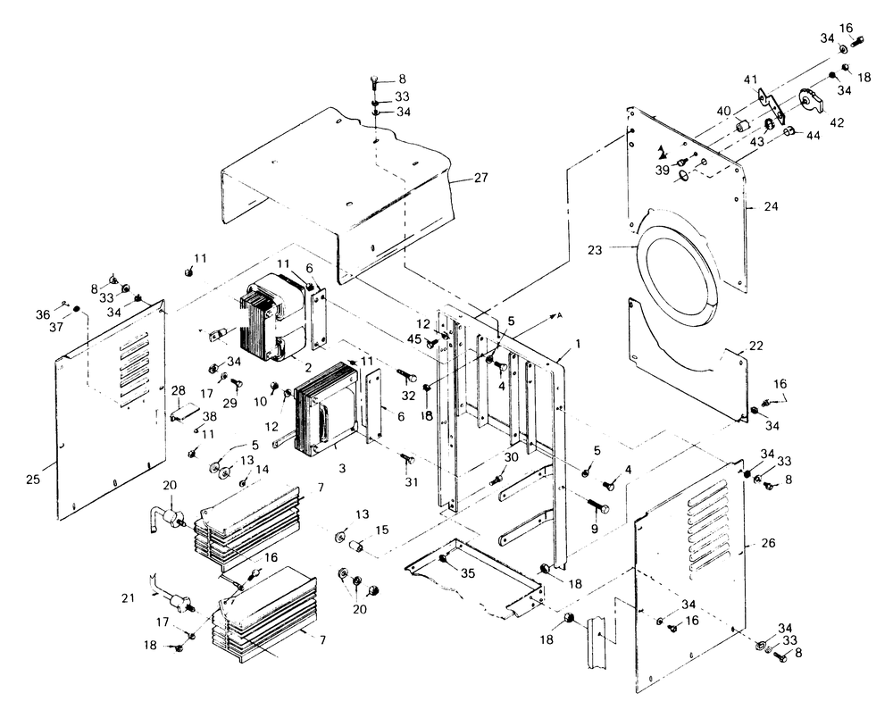 Sheet Metal Diagram and Parts List for 1008-C  Generac Welder