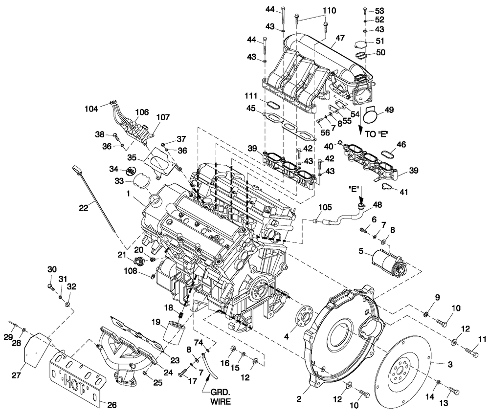 Engine Common Parts 3.0l G3 Ls Diagram and Parts List for ST06030AVSN (4949088 - 4962462)(2008) Generac Generator