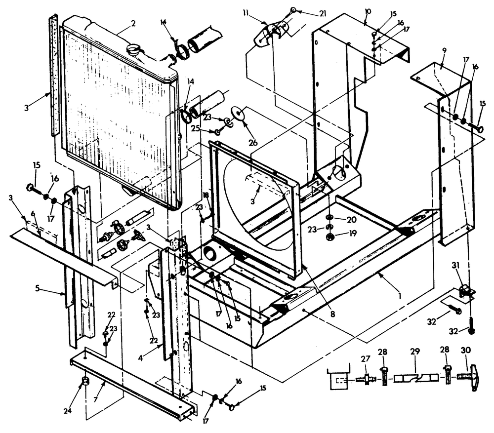 Mounting Base And Radiator Diagram and Parts List for 9254-1  Generac Generator