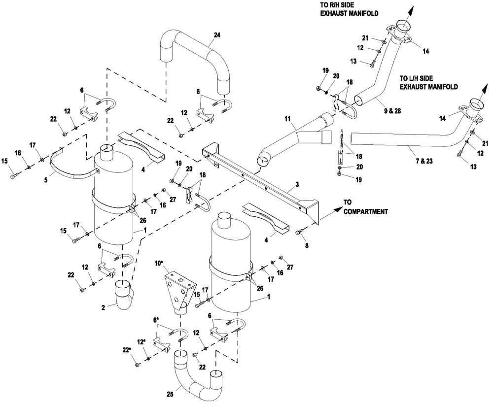 Ev Muffler Exh 4.2l G3 Cpl 1 Diagram and Parts List for ET04842GNAN (5785164 - 5785166)(2010) Generac Generator