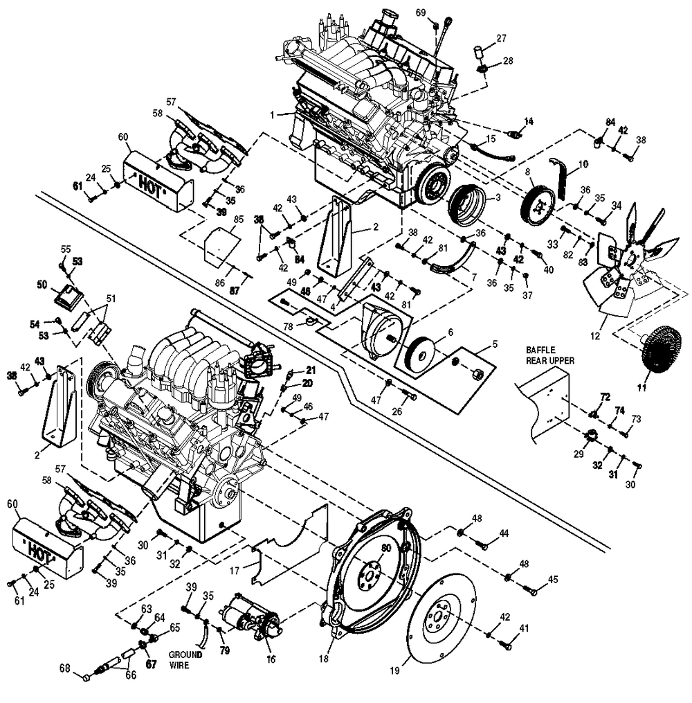 Engine Diagram and Parts List for 0049173 (4060531 - 4148058)(2005) Generac Generator