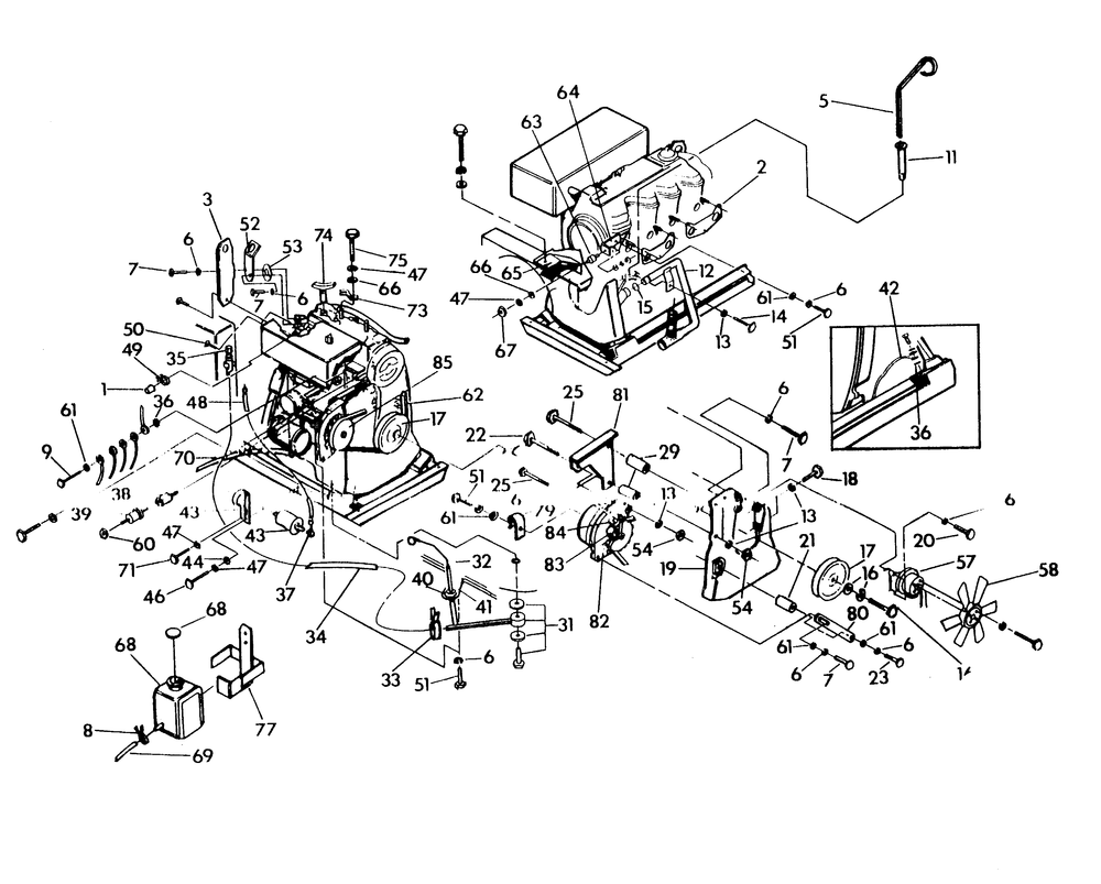 Engine Common Parts Diagram and Parts List for 9385-0  Generac Generator
