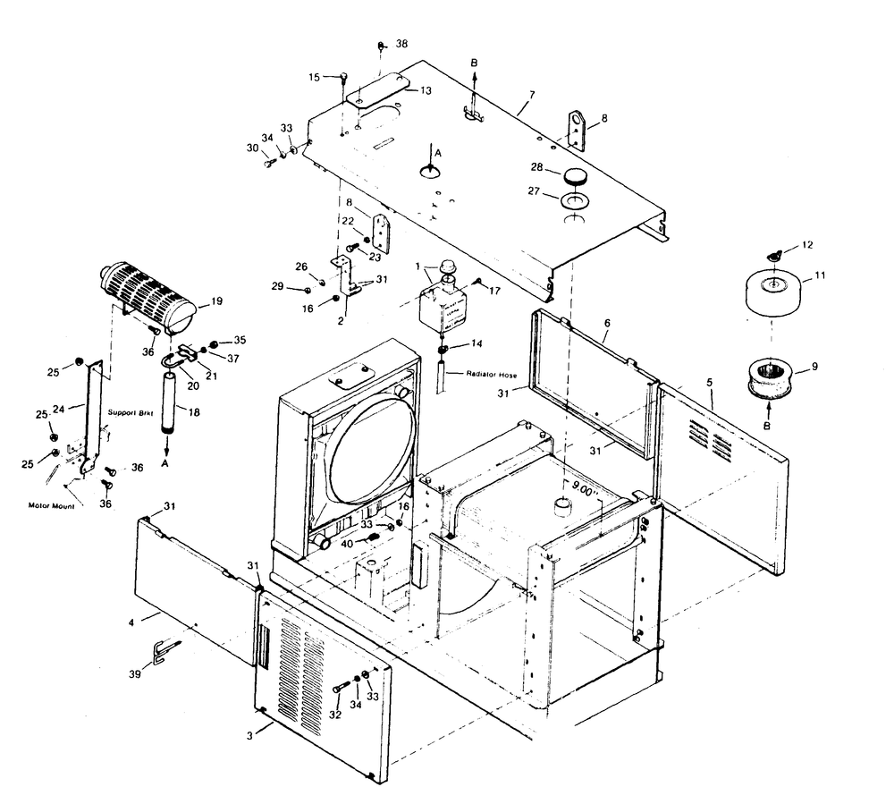 Compartment Exterior Parts Diagram and Parts List for 8451-0  Generac Welder