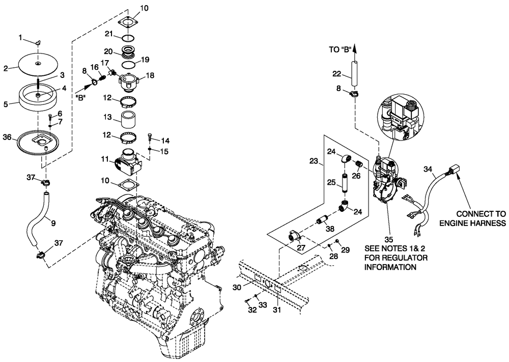 Fuel System 2.4l G2 10alt Diagram and Parts List for QT02724ANAN (5041854 - 5046648)(2008) Generac Generator