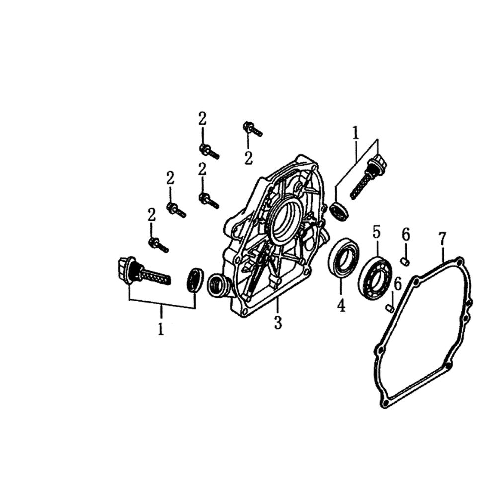 Crankcase Cover Diagram and Parts List for 006412-0  Generac Pressure Washer