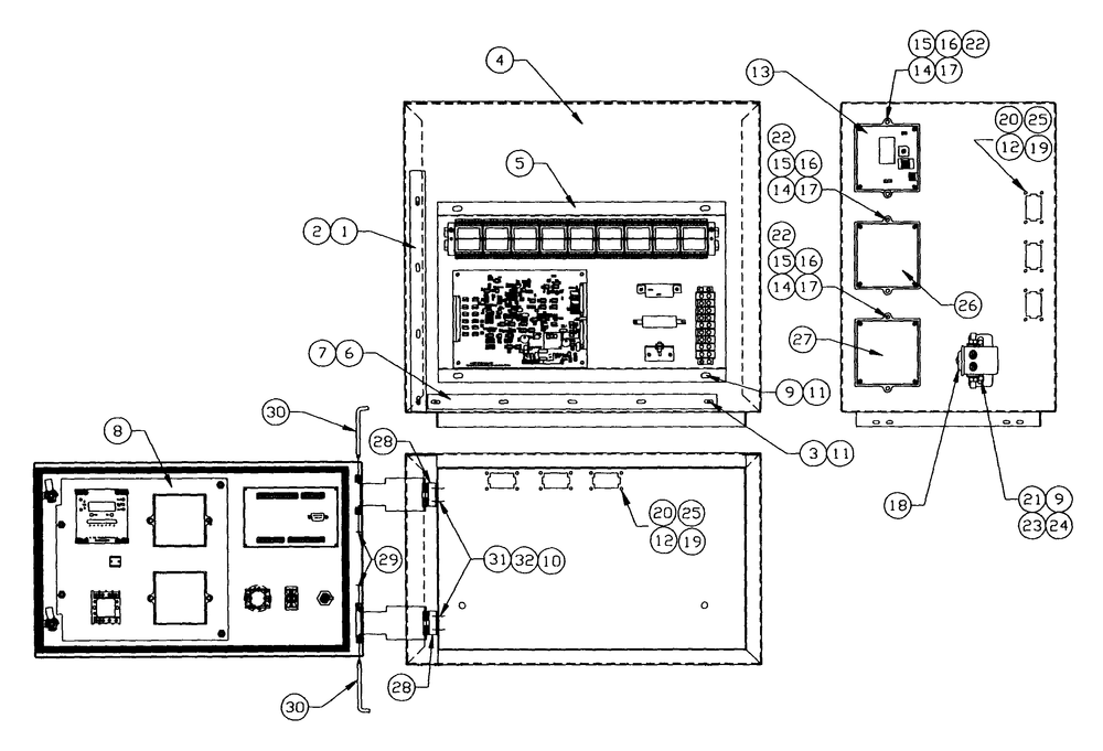 F Panel Box Assembly (480/277v) Diagram and Parts List for 4313-1 DG-50 Generac Generator