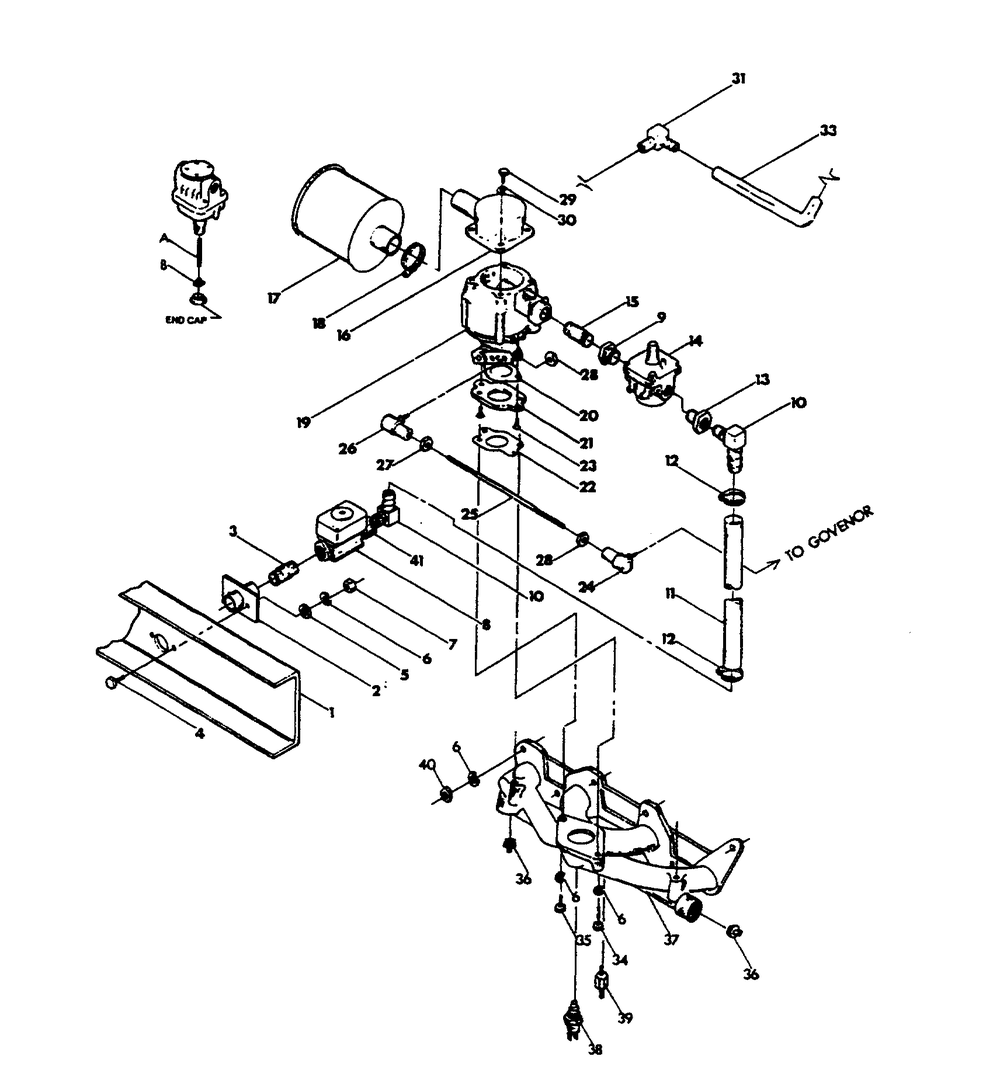 Natural Gas Fuel System Diagram and Parts List for 9706-0  Generac Generator
