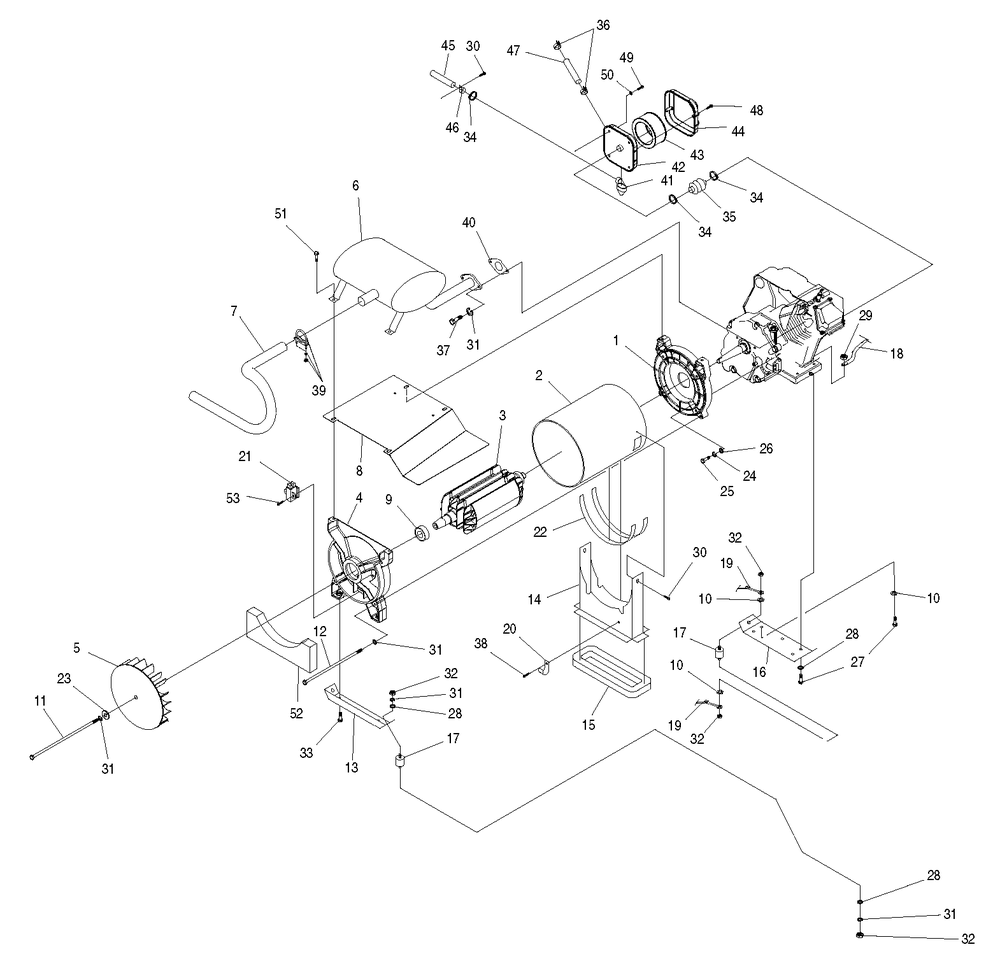Engine 8 Diagram and Parts List for 0053820 (4652220 - 4654095)(2006) Generac Generator