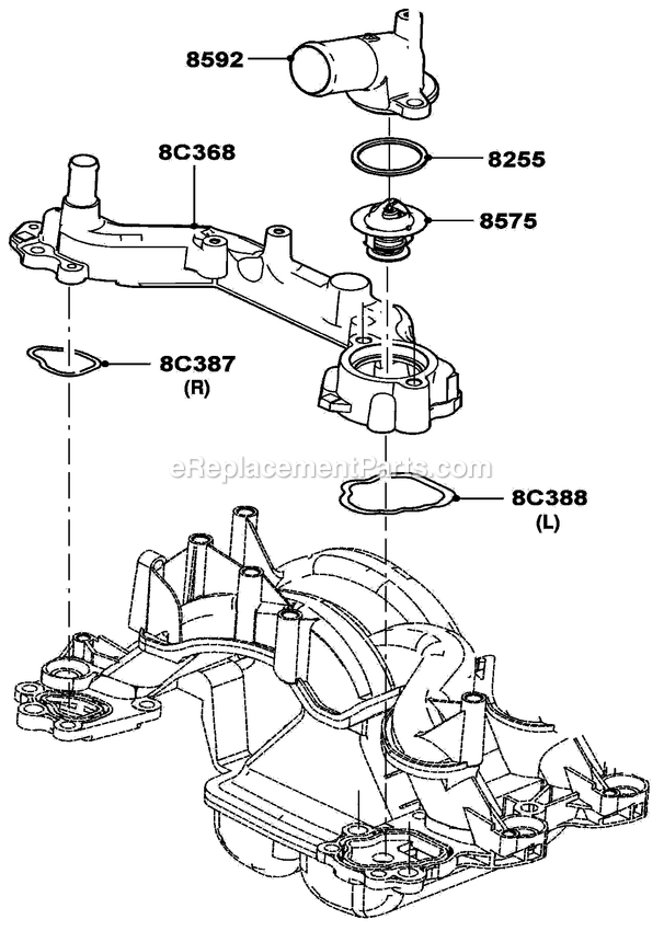 Gas Engine Thermostat Diagram and Parts List for LT05554GVSNA (GXB00827 - )(2010) Generac Generator