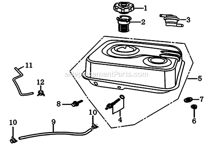 Fuel Tank Diagram and Parts List for 006596R0 (8747112)(2015) Generac Generator