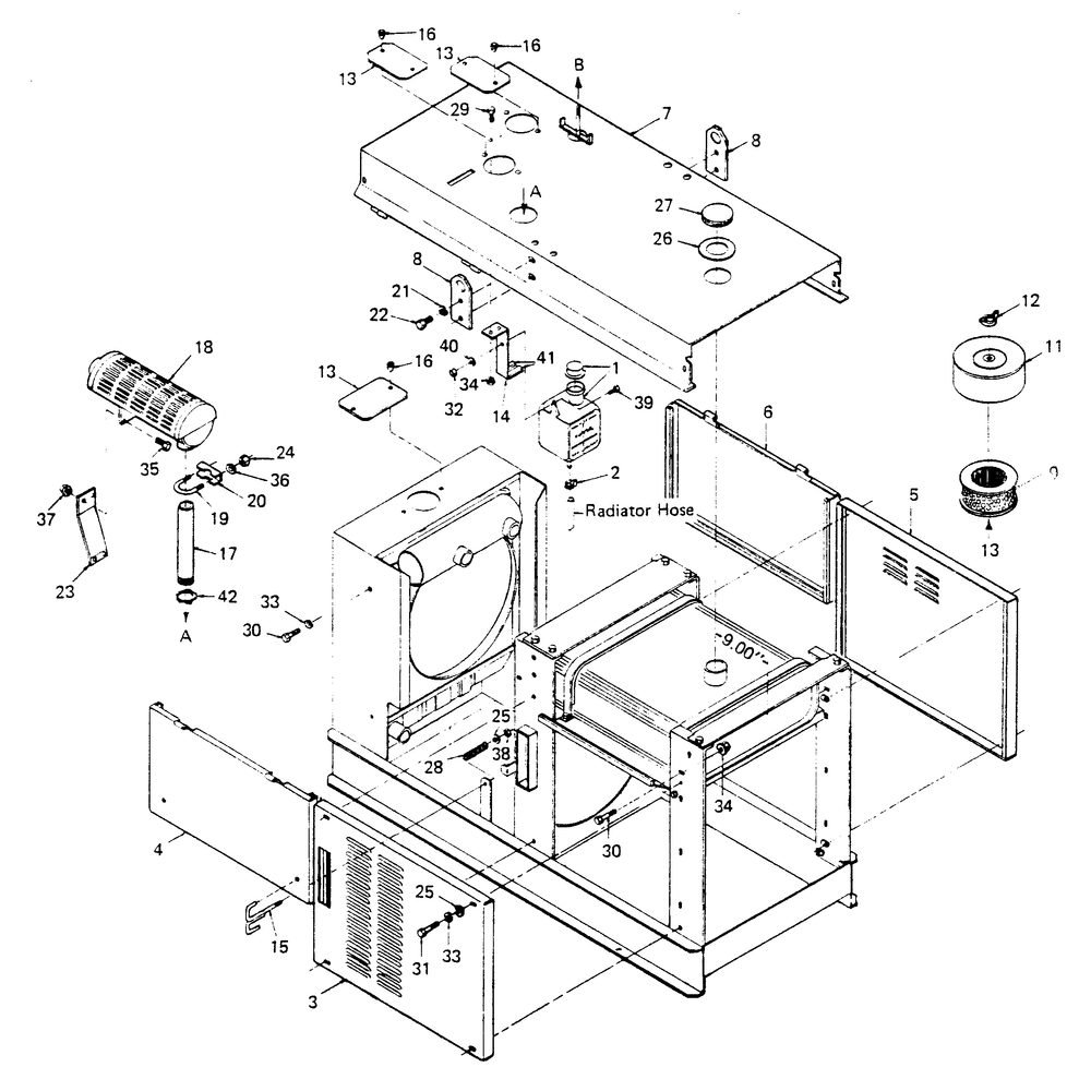 Exterior Panels Diagram and Parts List for 6973-1  Generac Welder