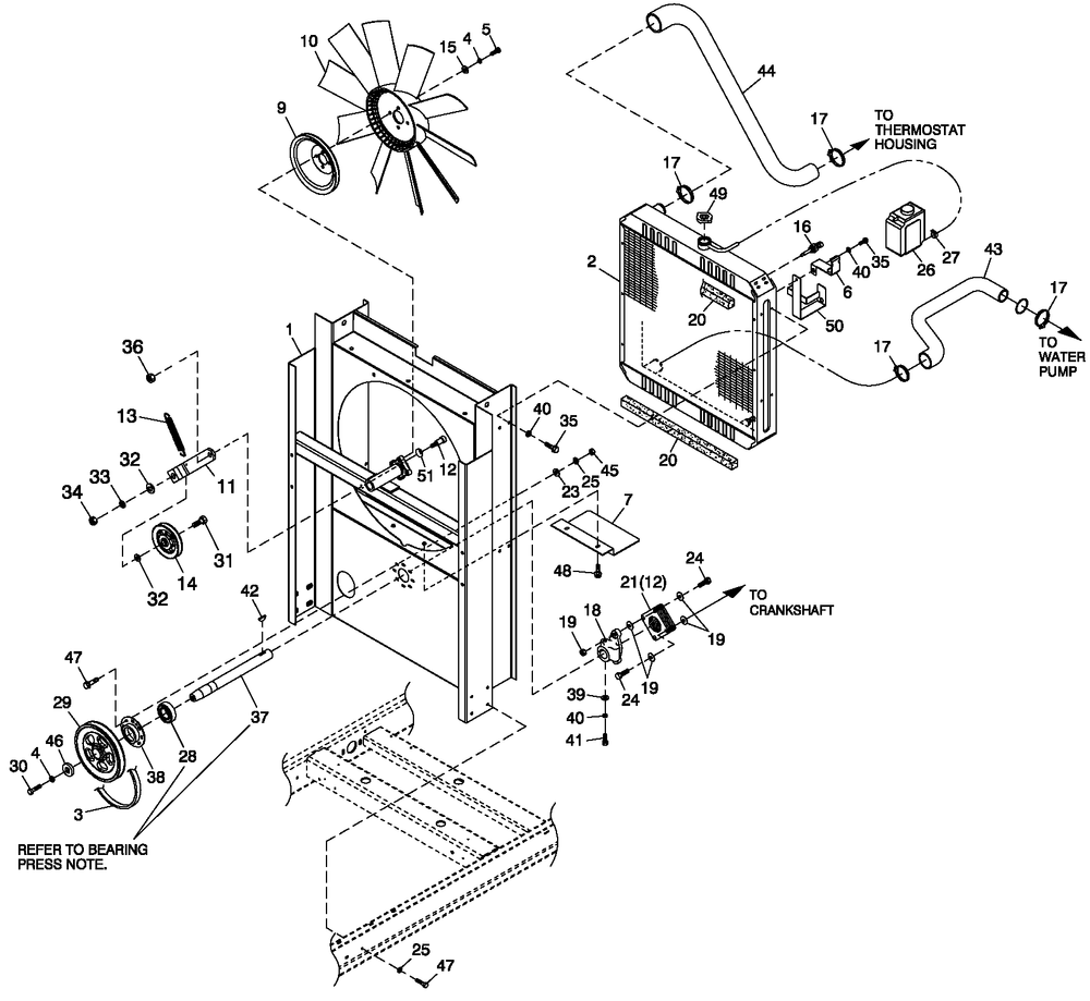 C2 Cooling Sytem And Fan Drive Diagram and Parts List for QT04524AVSY (4775741 - 4811844)(2007) Generac Generator