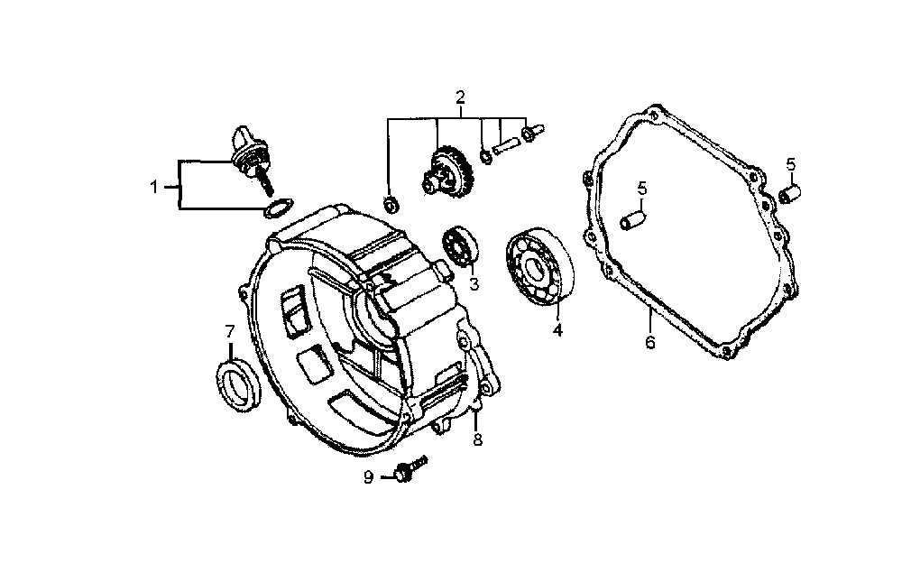 Crankcase cover Diagram and Parts List for GP6500E-5941-0  Generac Generator