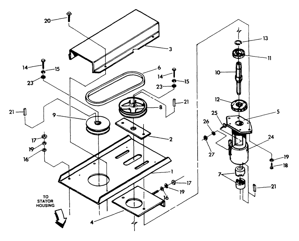 Pump Drive Assembly Diagram and Parts List for 9475-0  Generac Generator