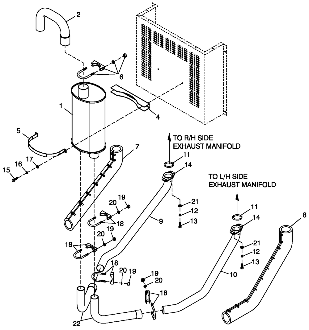 Muffler Exhaust 3.0l Cpl 30kw C2 Diagram and Parts List for QT03030ANSN (4112922 - 4204166)(2005) Generac Generator