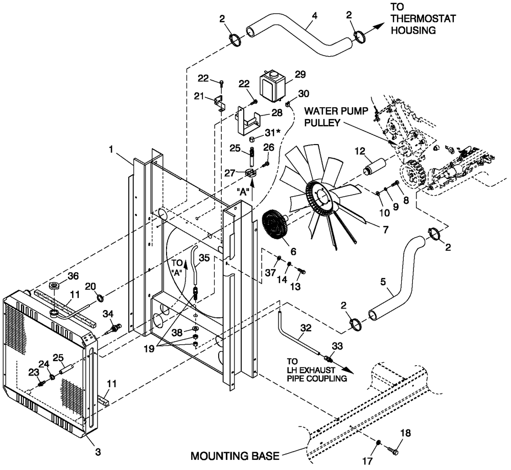 Cooling System 5.4l/6.8l O/S C Diagram and Parts List for QT05554AVNNA (4495265 - 4709649)(2007) Generac Generator