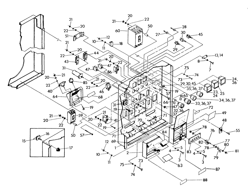 Front Of Control Panel Diagram and Parts List for 9134-7  Generac Generator