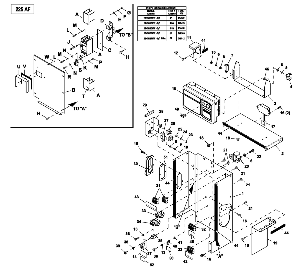 Connection Box C1 Cpl Diagram and Parts List for 0055941 (6042221 - 6873475)(2012) Generac Generator