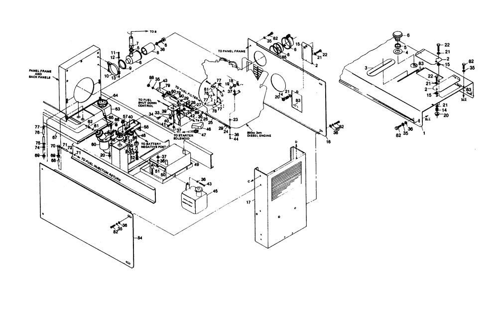 Engine Accessories (Left Hand Side) Diagram and Parts List for 1011-A  Generac Welder