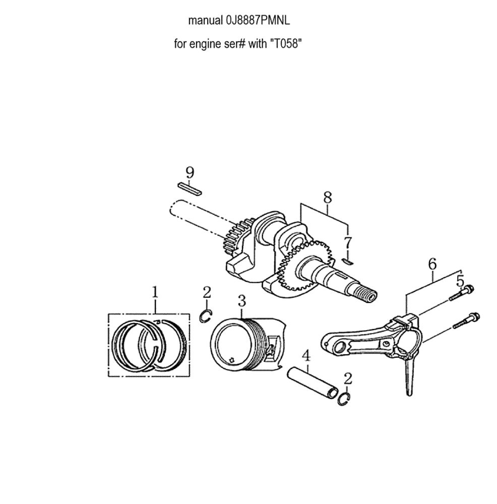 Crankshaft And Piston Diagram and Parts List for 006022-0  Generac Pressure Washer