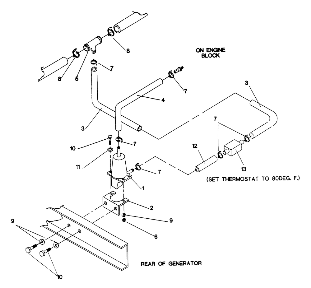 Engine Heather Diagram and Parts List for 9604-1  Generac Generator
