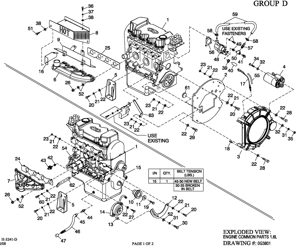 Ev Engine Common Parts 1.6l Diagram and Parts List for 0053240 (4413076 - 4524169)(2006) Generac Generator