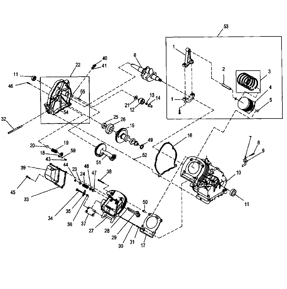 Long block assy Diagram and Parts List for XG8000E-5747-2  Generac Generator