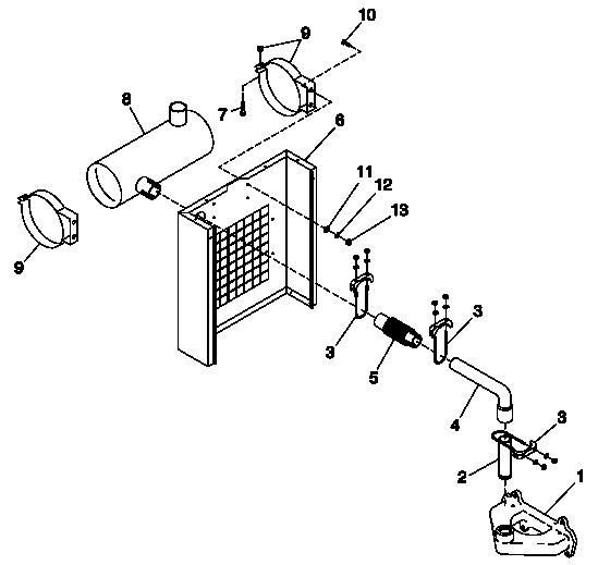 Ev Muffler 1.5l 10kw-25kw Diagram and Parts List for 0049132 (3797302 - 3797704)(2003) Generac Generator