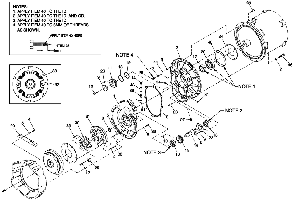 Gearbox 390 Diagram and Parts List for QT13068ANSY (5466536)(2009) Generac Generator