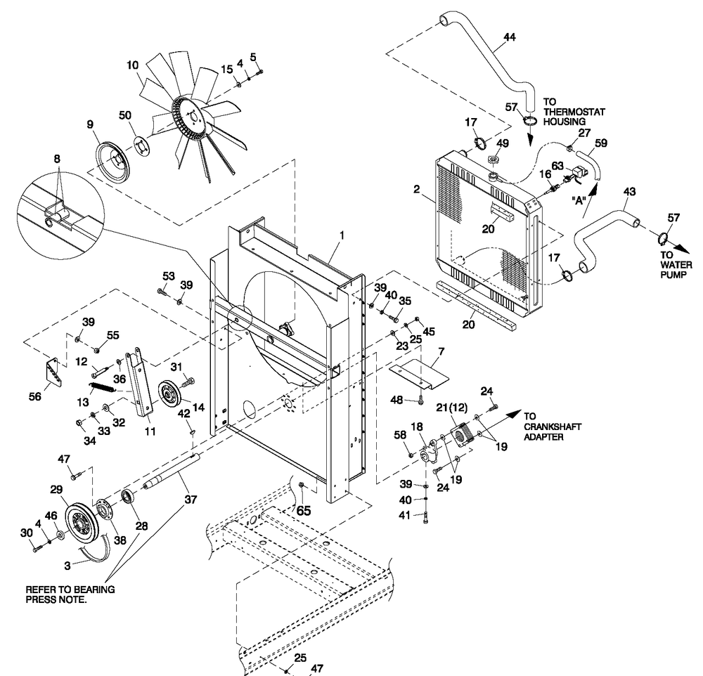 C2 Cooling Sytem And Fan Drive 1 Diagram and Parts List for HT03524GNAX (6798528)(2011) Generac Generator
