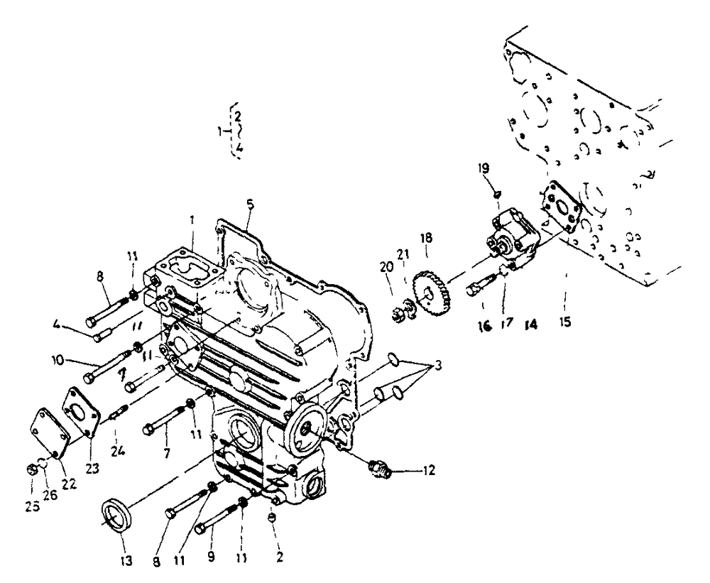 Gear Case Diagram and Parts List for 1008-B  Generac Welder