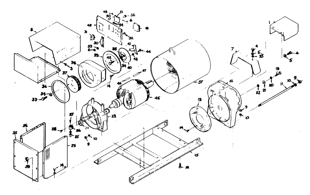 Generator And Mounting Base Diagram and Parts List for 6872-5  Generac Generator