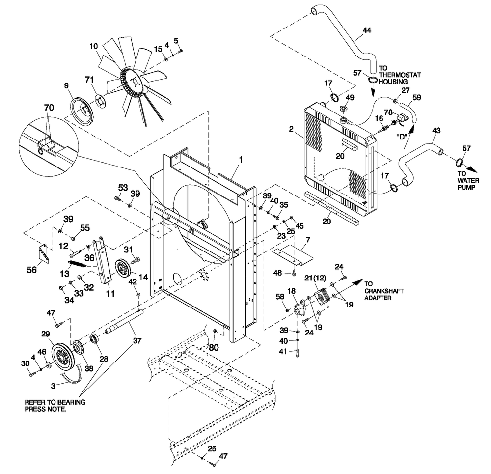 C2 Cooling Sytem And Fan Drive Diagram and Parts List for QT06024ANSN (5147588 - 5307536)(2009) Generac Generator