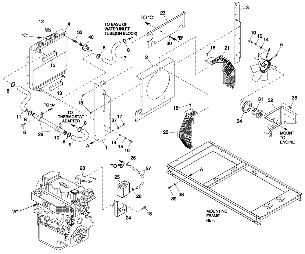 Cooling System 1.6l C1 Diagram and Parts List for ET02516JNSX (6567018)(2011) Generac Generator