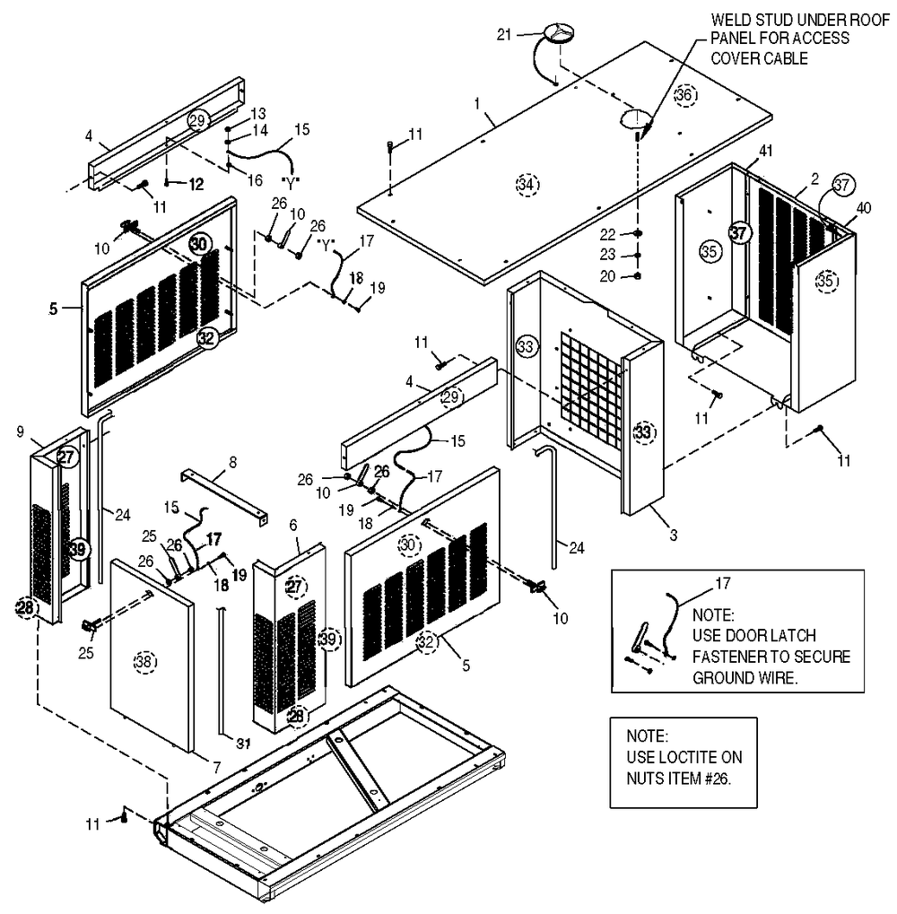 Enclosure Diagram and Parts List for 0050540 (3971328)(2004) Generac Generator
