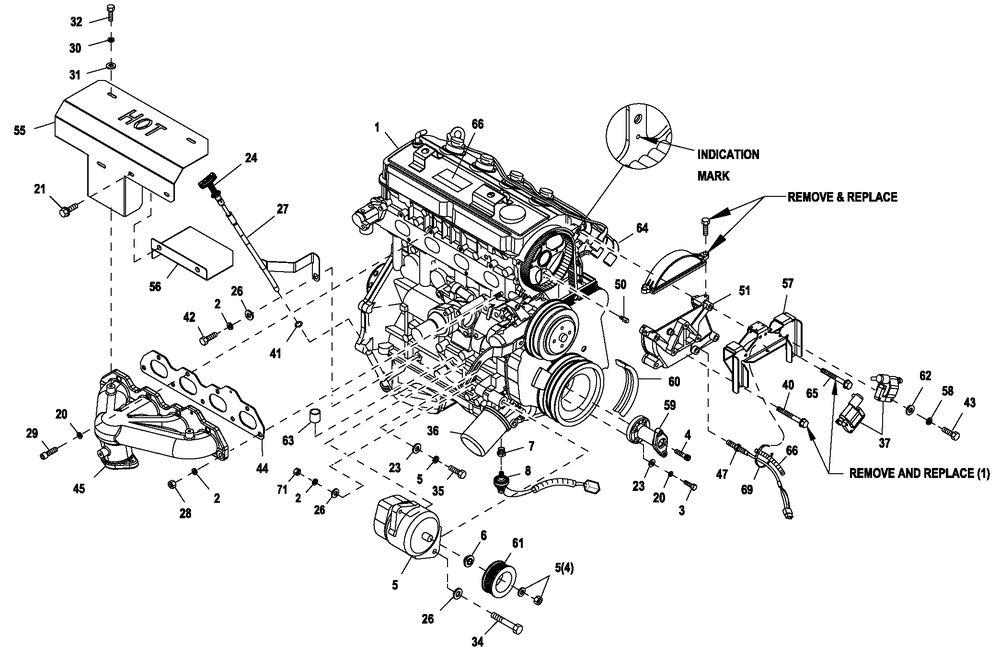 Engine Common Prt 2.4l G2 45kw Diagram and Parts List for ET04524JNSX (6136189 - 6805138)(2011) Generac Generator