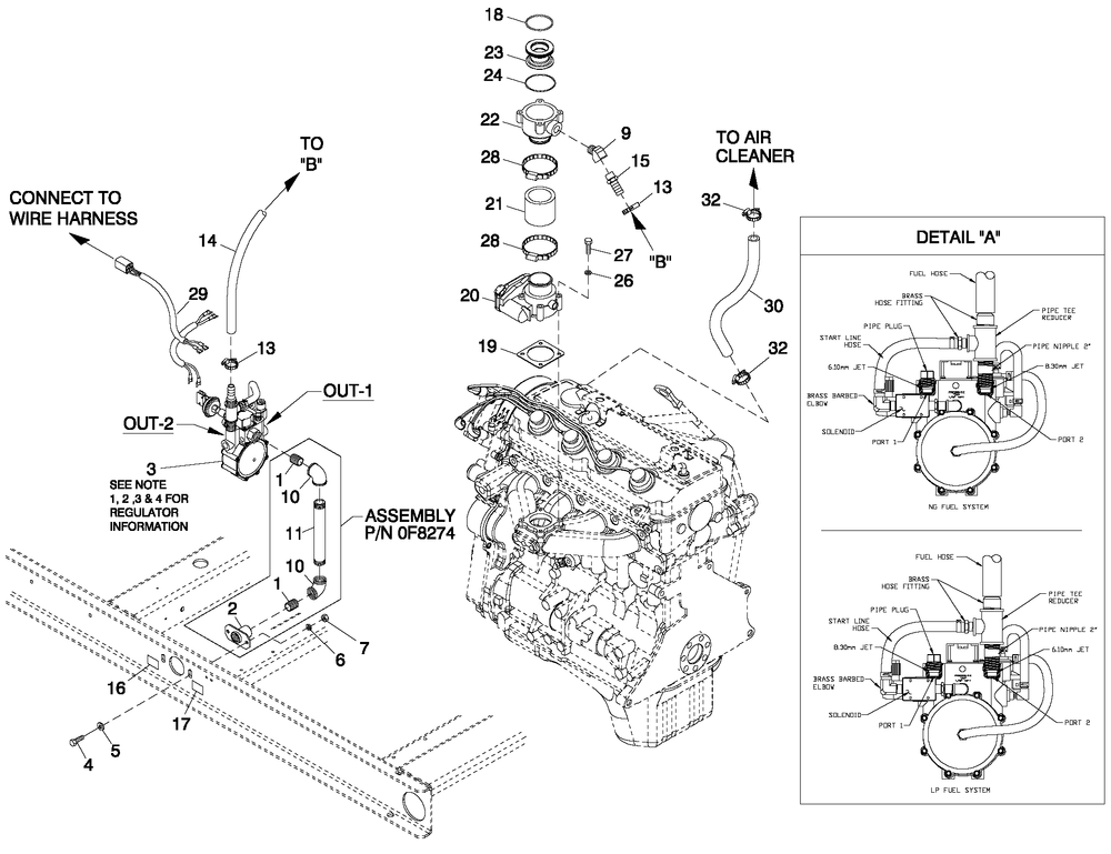 Fuel System 2.4l C2 G2 Diagram and Parts List for QT02524ANNNA (5555295 - 5614645)(2009) Generac Generator