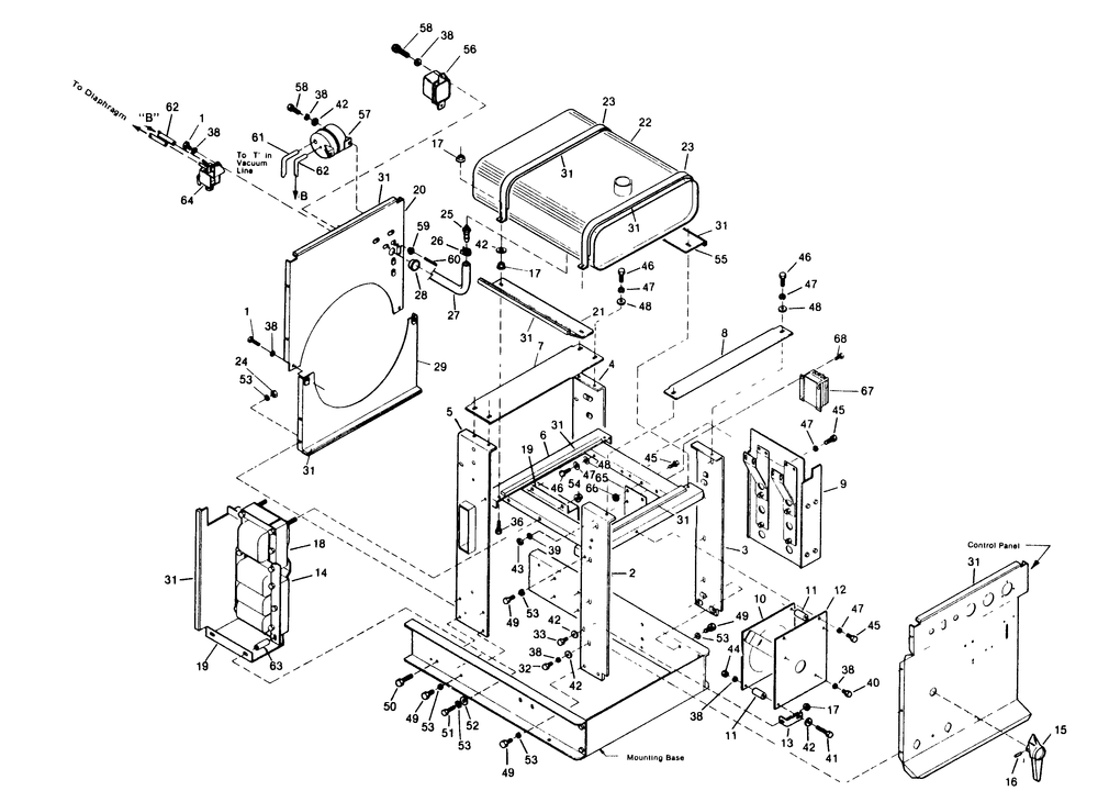 Compartment Diagram and Parts List for 1012-A  Generac Welder