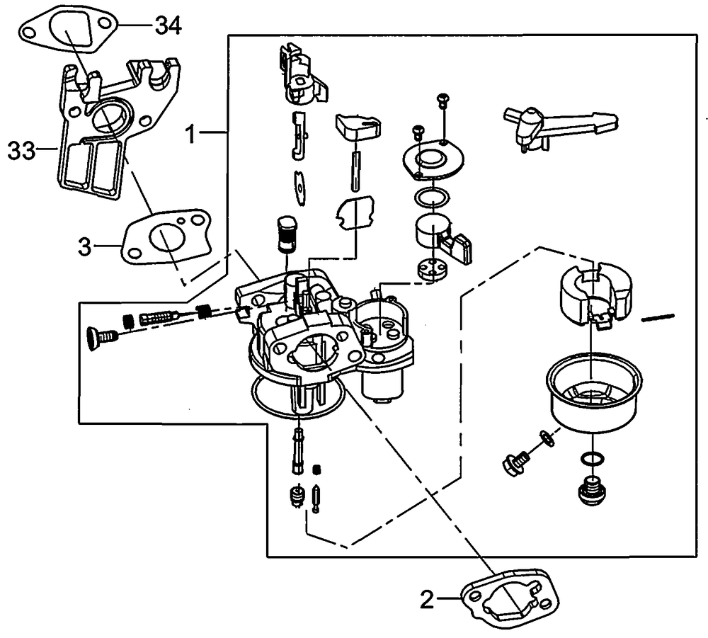 Carburetor 2 Diagram and Parts List for 0059911 (7363389 - 7363816)(2012) Generac Generator