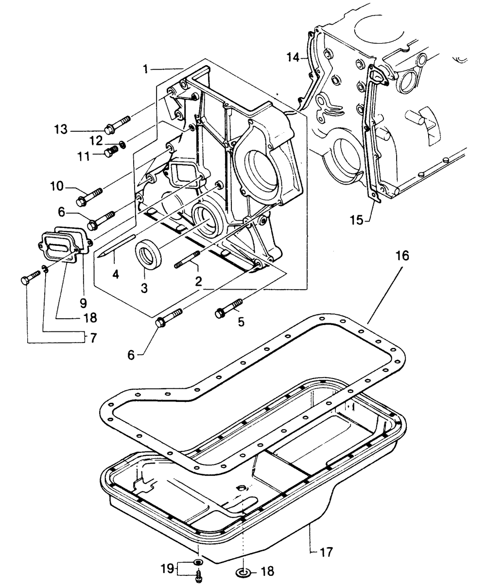Oil Pan And Timing Chain Cover Diagram and Parts List for 8451-0  Generac Welder