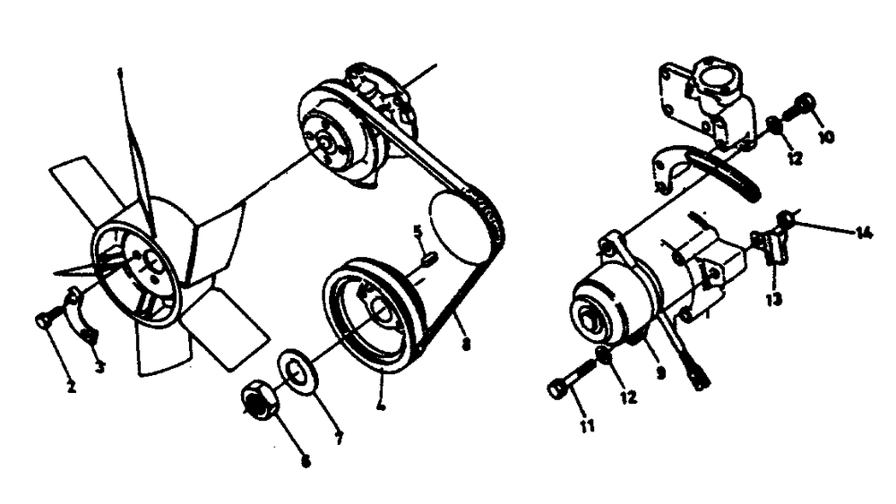 Fan, Alternator Group Diagram and Parts List for 1011-C  Generac Welder