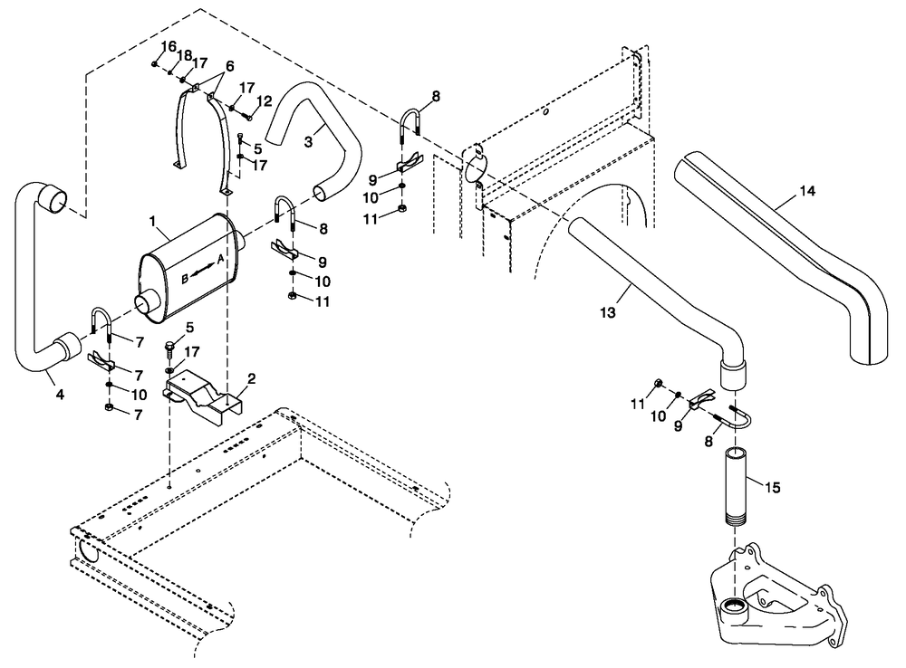 Exhaust System Diagram and Parts List for 0052100 (4322171 - 4334594)(2006) Generac Generator
