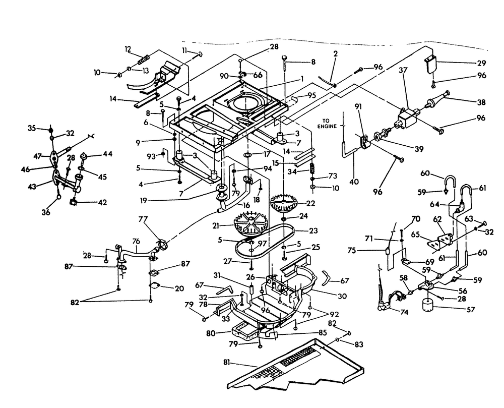 Base And Pulleys Diagram and Parts List for 9600-2  Generac Generator