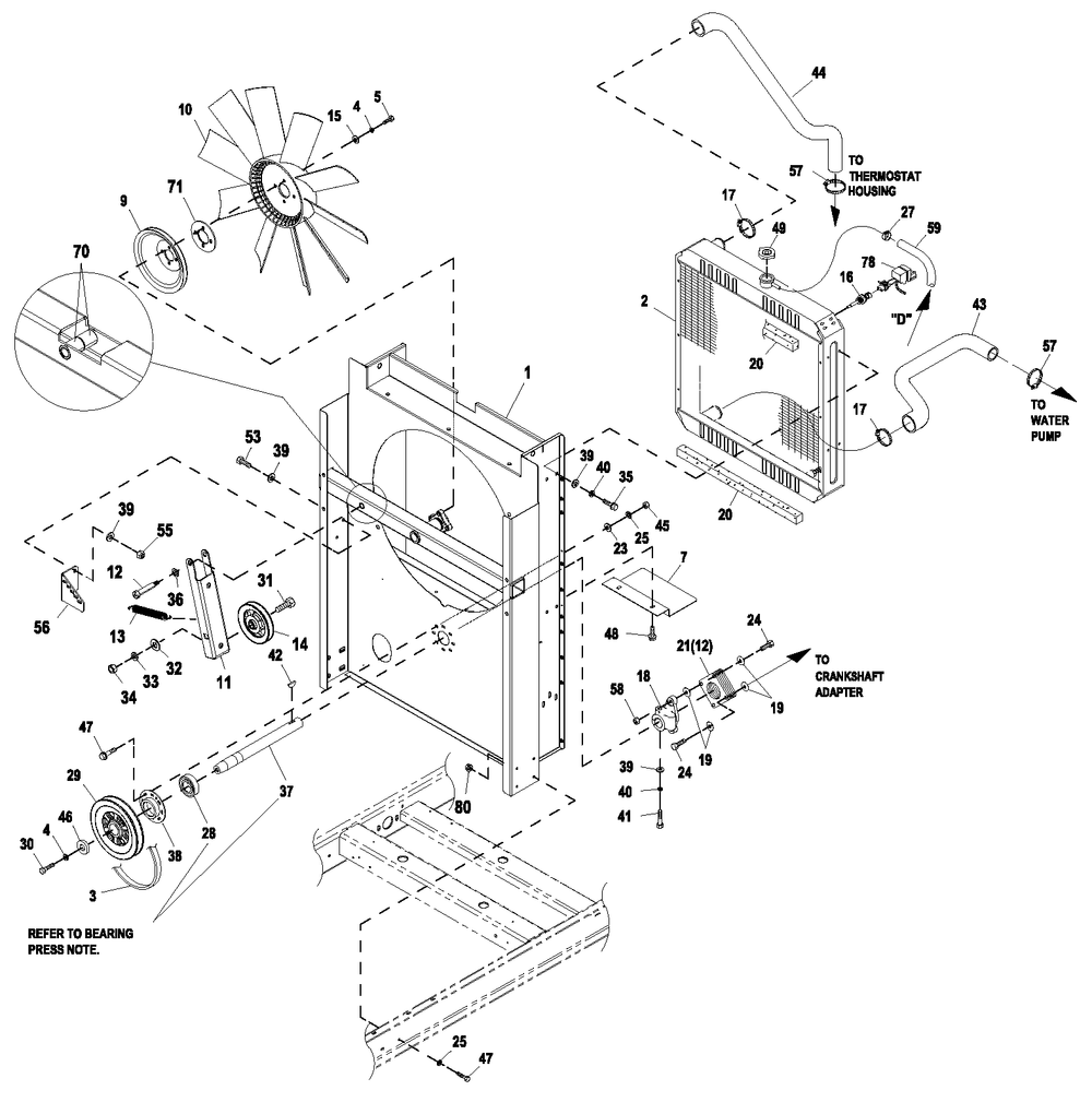 C2 Cooling Sytem And Fan Drive 1 Diagram and Parts List for ET06024KNSX (5959464 - 6152116)(2010) Generac Generator