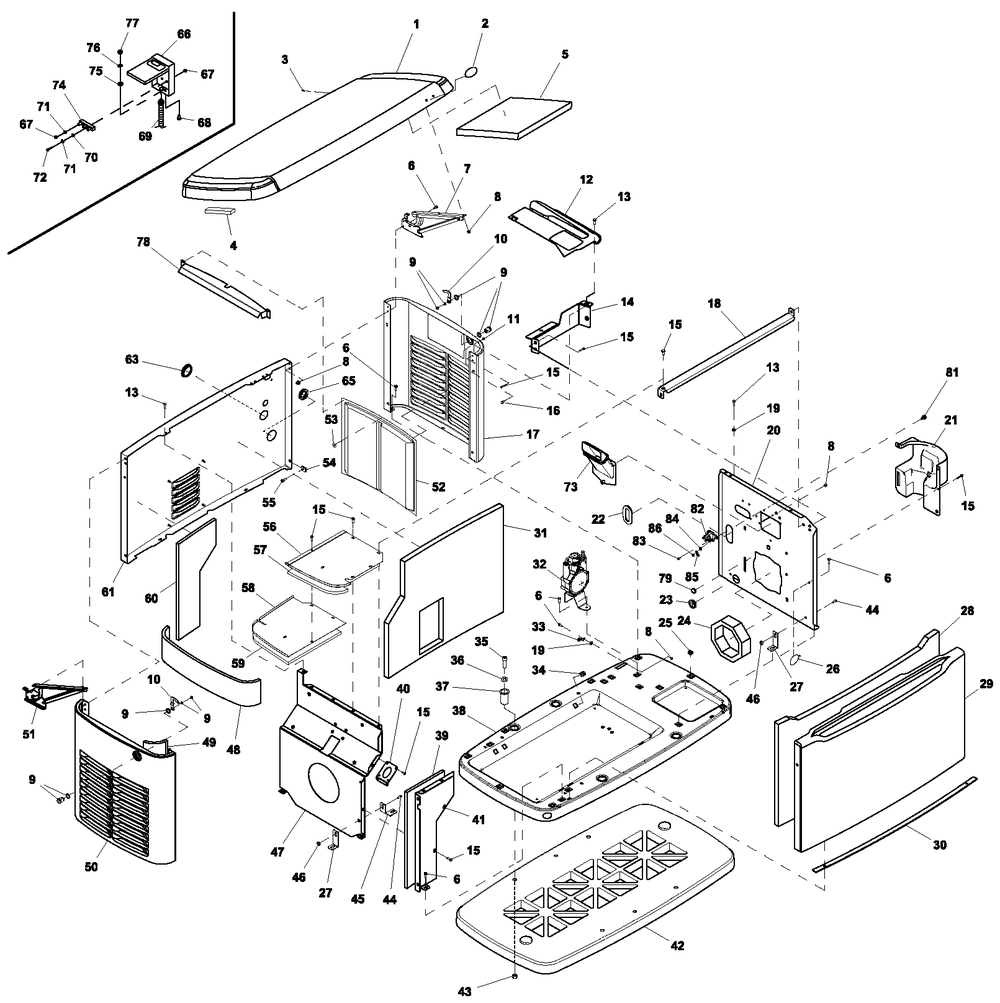 Enclosure Diagram and Parts List for 0062660 (8691208 - 8691243)(2014) Generac Generator