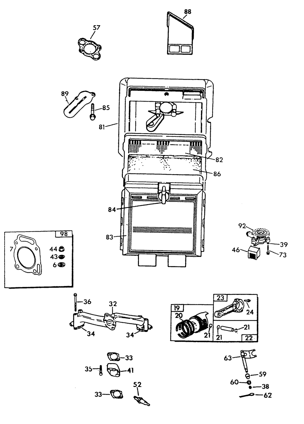 Engine Common Parts 1 Diagram and Parts List for 9735-1  Generac Generator