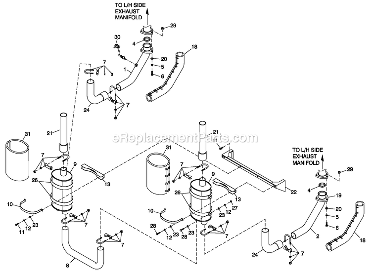 Muffler 5.4l/6.8l Cpl Exh C5 Emissions Diagram and Parts List for QT10068KNSY (5305008)(2009) Generac Generator