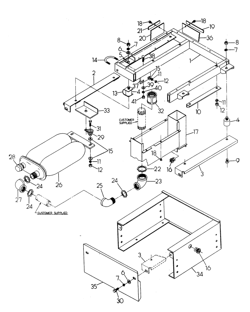 Mounting Base Diagram and Parts List for 6209-1  Generac Generator