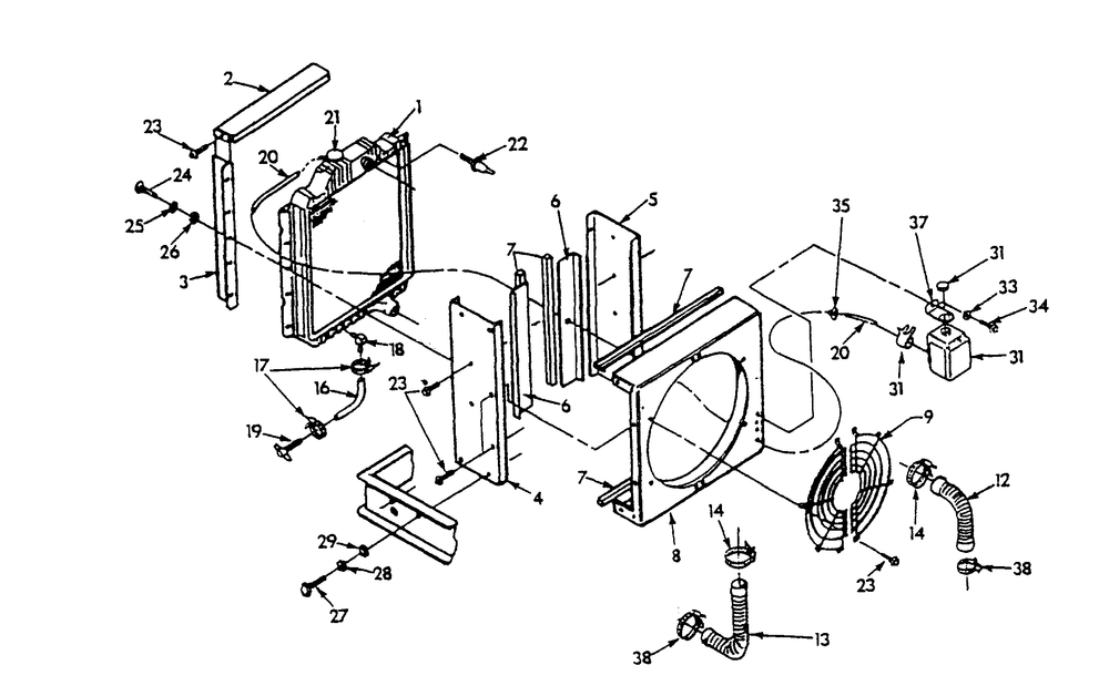 Radiator Diagram and Parts List for 9303-6  Generac Generator
