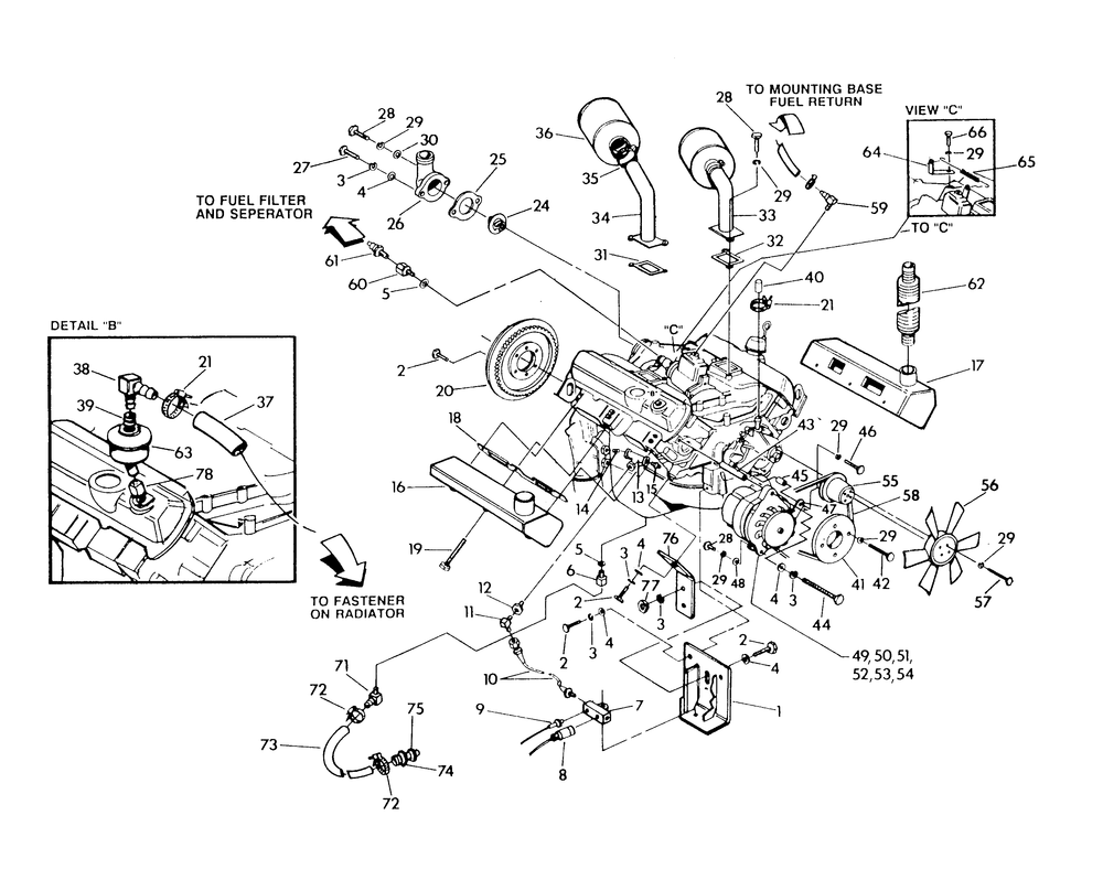 4.3 Liter Engine (Part 2) Diagram and Parts List for 9135-3  Generac Generator